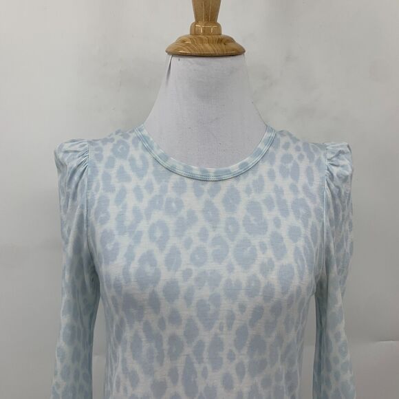 ALC Karlie Top Womens S Leopard Cotton Crew Neck Puff 3/4 Sleeve Pullover *READ - Picture 5 of 16